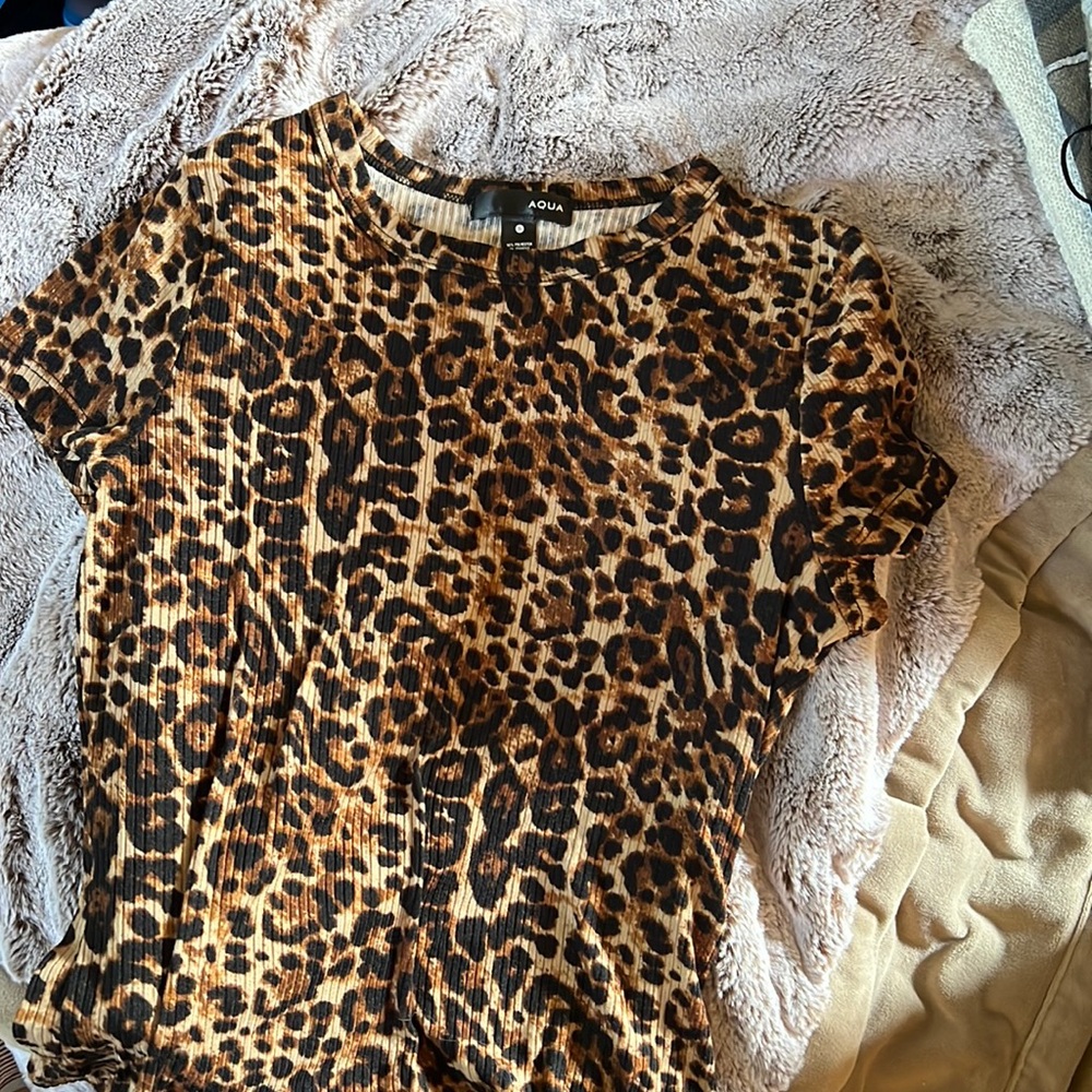 AQUA ribbed tee - leopard